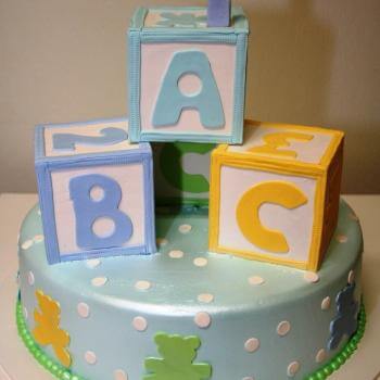 Portos cube design baby cake with alphabets and numbers design