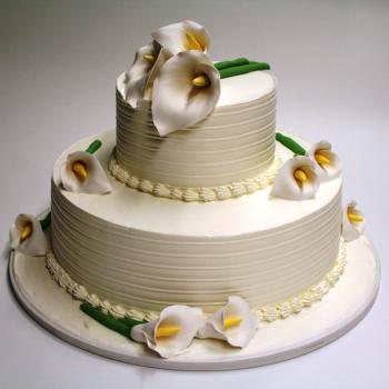 2 tier wedding cakes with floral designs