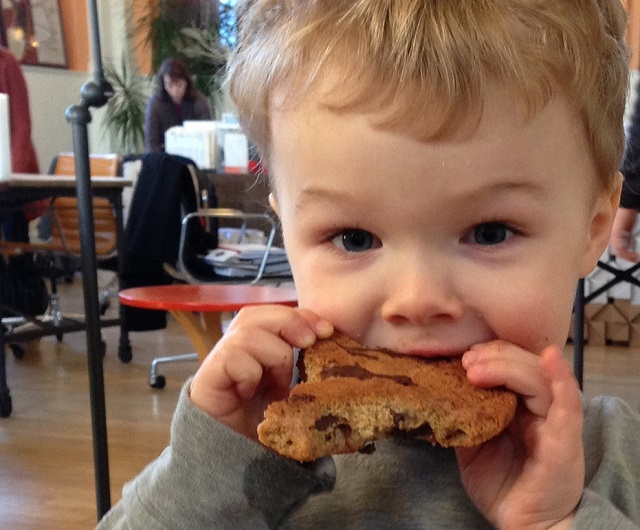 Happy child with a cookie